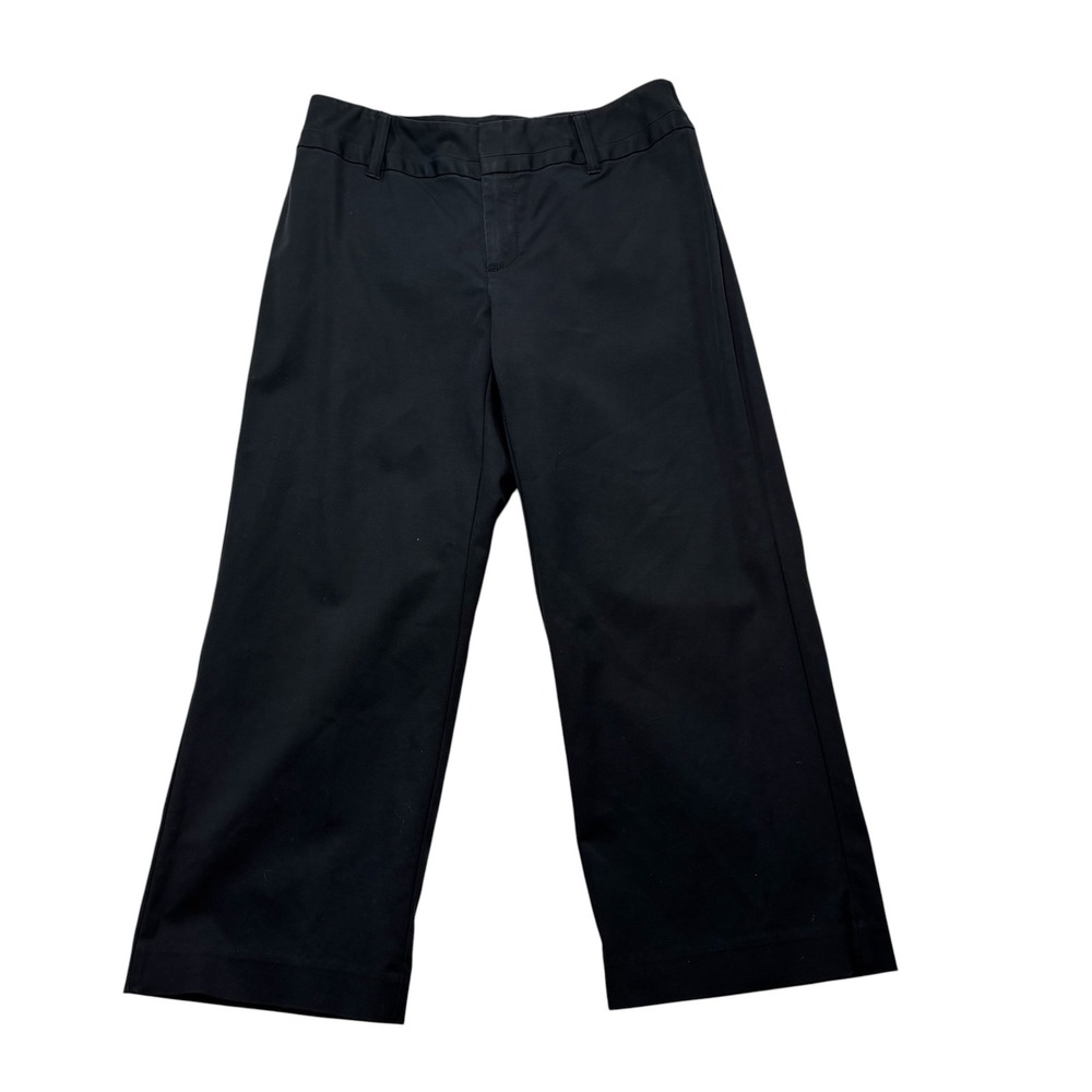 Banana Republic Black Wide Leg Stretch Cotton Trousers Pants Size 8 #209